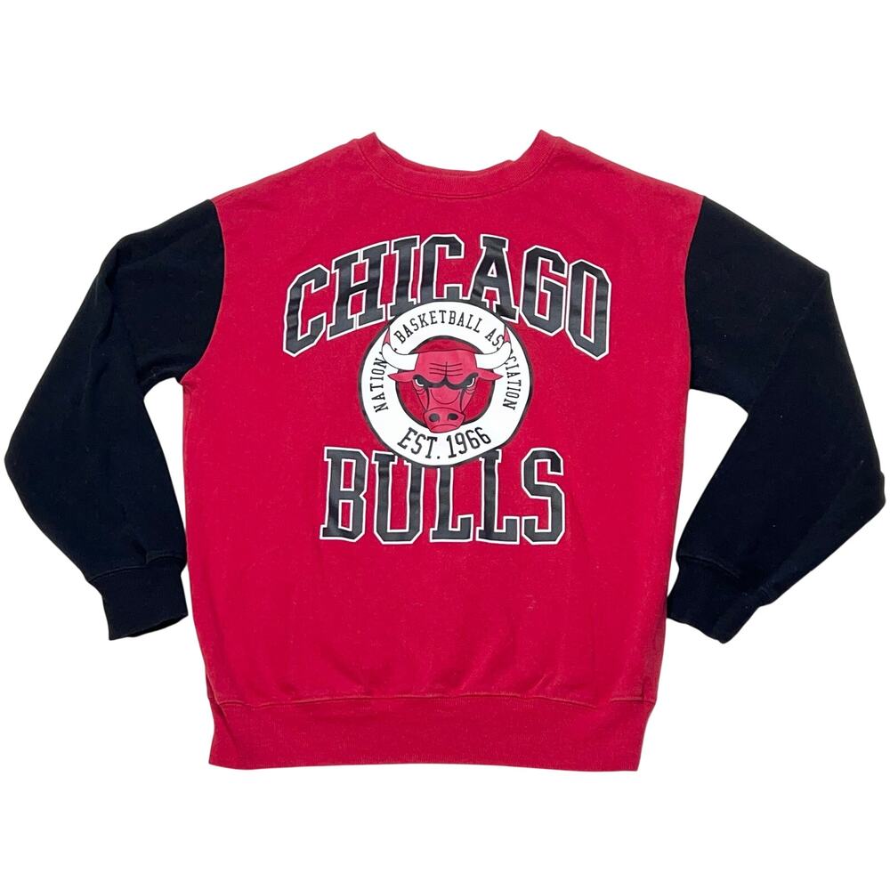 Chicago Bulls NBA Crewneck Sweatshirt Youth Small Red Black Big Logo